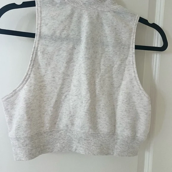 Nike Crop Sleeveless Half-Zip Top in Light Gray Heather - Picture 3 of 4